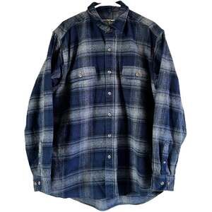 Field & Stream Shacket Plaid Flannel Button Down Shirt Jacket Cotton Blue XLT